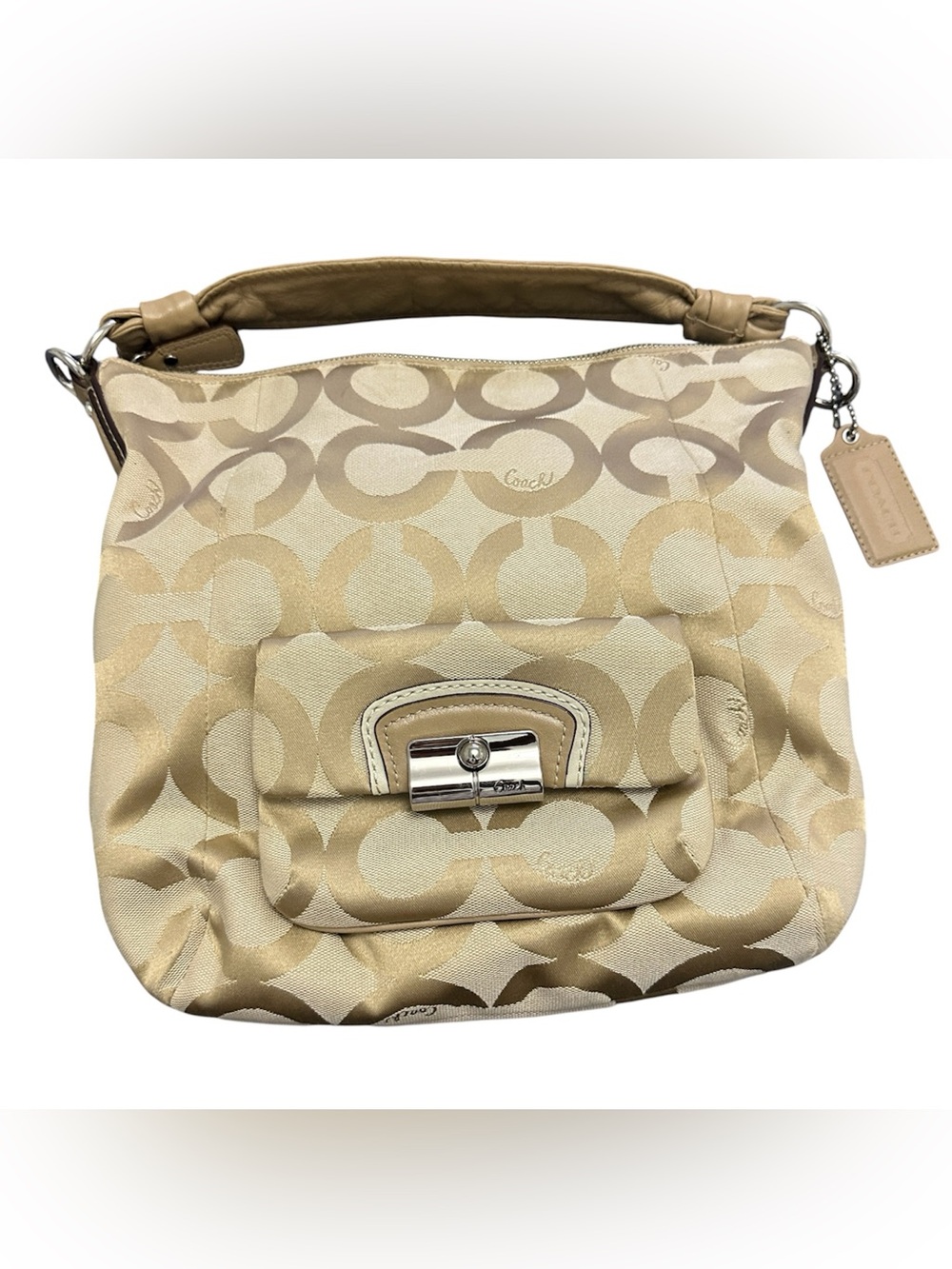Coach Kristin Signature Op Art Hobo Bag | Khaki Tan